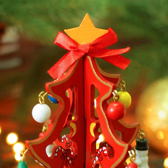 Сувенир новогодний Сувенир новогодний "Елка на подставке", с золотым контуром, 17 см, МИКС