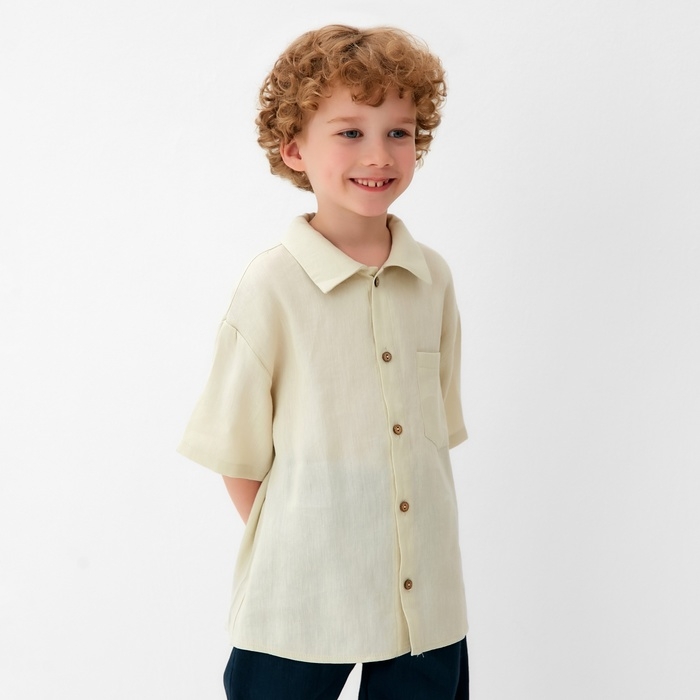 Рубашка для мальчика KAFTAN Linen, р. 34 (122-128), молочный