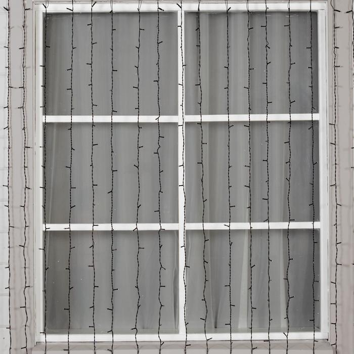 Гирлянда &laquo;Занавес&raquo; 2 &times; 6 м, IP44, УМС, тёмная нить, 1440 LED, свечение белое, мерцание, 220 В