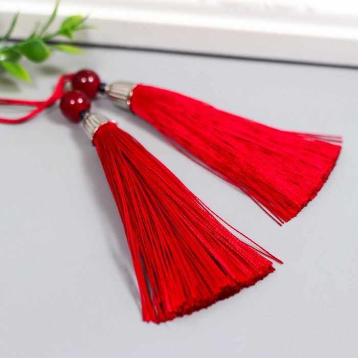 Декор для творчества текстиль Декор для творчества текстиль "Кисть с бусинкой" кирпич набор 2 шт 10х1 см