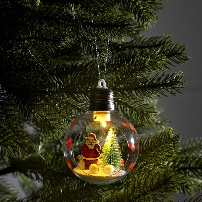 Ёлочный шар «Дед Мороз», батарейки, 1 LED, свечение тёплое белое Ёлочный шар «Дед Мороз», батарейки, 1 LED, свечение тёплое белое