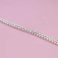 Цепь со стразами, 2 ряда, металл, стекло, 4 мм, 4,5 &plusmn; 0,5 м, цвет серебряный