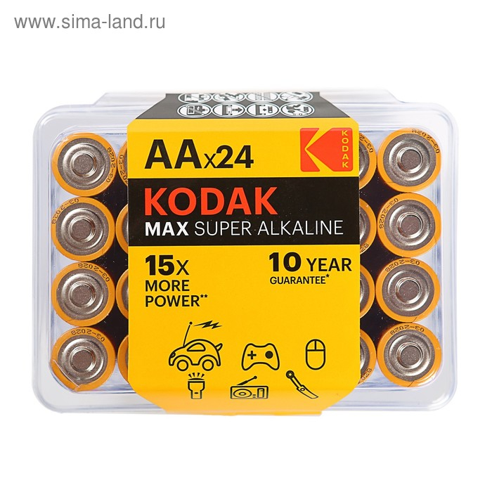 Батарейка алкалиновая Kodak Max, AA, LR6-24BOX, 1.5В, бокс, 24 шт. Батарейка алкалиновая Kodak Max, AA, LR6-24BOX, 1.5В, бокс, 24 шт.