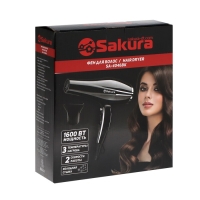 Фен Sakura SA-4046BK, 1600 Вт, 2 скорости, 3 температурных режима, серебристо-чёрный Фен Sakura SA-4046BK, 1600 Вт, 2 скорости, 3 температурных режима, серебристо-чёрный