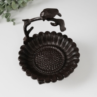 Сувенир чугун подставка "Птичка на ветке над цветком" 17х15х13,5 см