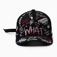 Кепка мужская MINAKU "What" цвет чёрный, р-р 58