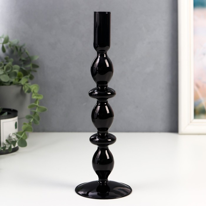 Подсвечник стекло на 1 свечу Подсвечник стекло на 1 свечу "Марна" чёрный 26,5х9х9 см