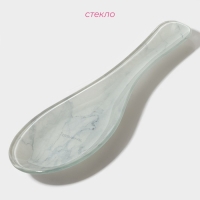 Подставка стеклянная под ложку Доляна &laquo;Марбл белый&raquo;, 23,5&times;8,3&times;1,5 см