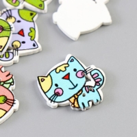 Набор пуговиц декоративных дерево "Милый котёнок" набор 15 шт МИКС 2х2,1 см Набор пуговиц декоративных дерево "Милый котёнок" набор 15 шт МИКС 2х2,1 см