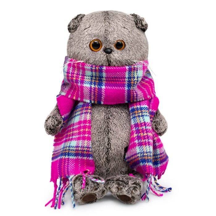 Мягкая игрушка &laquo;Басик&raquo;, в ярко-розовом шарфе, 22 см