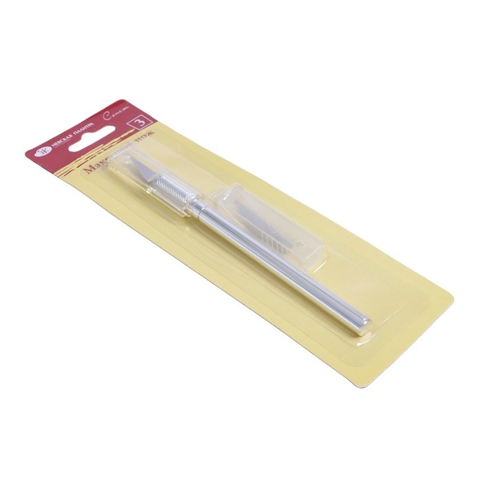 Макетный нож-скальпель, ЗХК "Сонет", 3 лезвия, металлический, в блистере