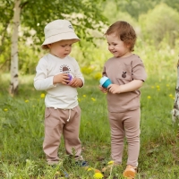 Комплект: футболка с дл. рукавом и брюки Крошка Я Dreamer, рост 74-80 см, бежевый