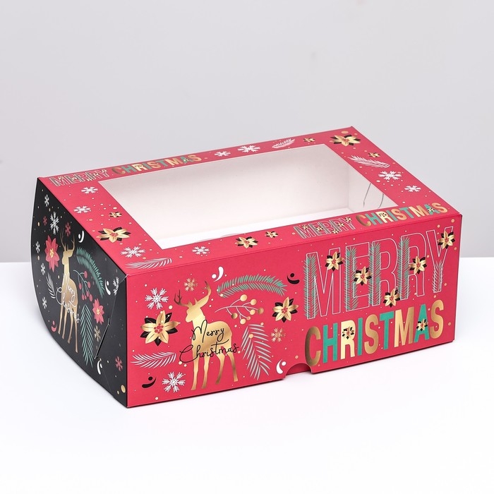 Новый год. Упаковка на 6 капкейков с окном Новый год. Упаковка на 6 капкейков с окном "Merry Christmas", 25 х 17 х 10 см