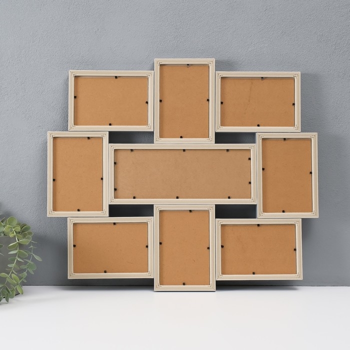 Фоторамка пластик на 8 фото 10х15 см "Меловая доска" серая 47х55х2 см