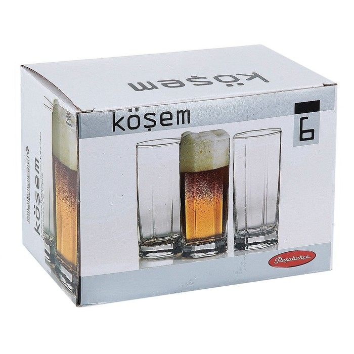Набор высоких стеклянных стаканов Kosem, 380 мл, 6 шт