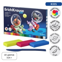 Пластилин 18 цветов, 324 г, ErichKrause "Kids Space Animals", со стеком, в картонной упаковке Пластилин 18 цветов, 324 г, ErichKrause "Kids Space Animals", со стеком, в картонной упаковке