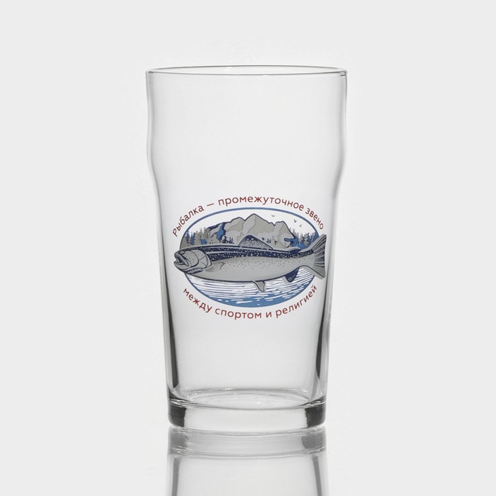 Стакан стеклянный для пива &laquo;На рыбалке&raquo;, 570 мл, рисунок МИКС