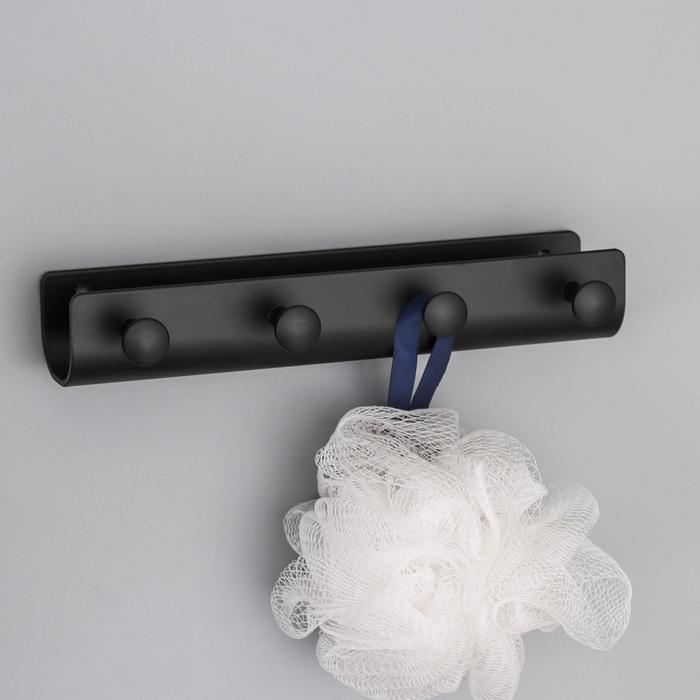 Вешалка на 4 крючка &laquo;Став&raquo;, 22&times;4&times;7 см, цвет чёрный