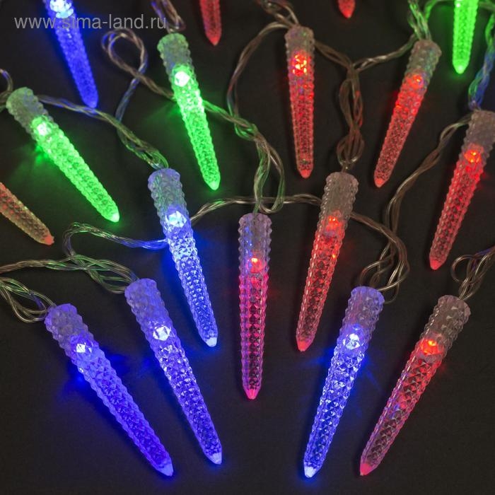 Гирлянда «Нить» 5 м с насадками «Сосульки граненые», IP20, прозрачная нить, 20 LED, свечение мульти (RG/RB), мигание, 220 В Гирлянда «Нить» 5 м с насадками «Сосульки граненые», IP20, прозрачная нить, 20 LED, свечение мульти (RG/RB), мигание, 220 В