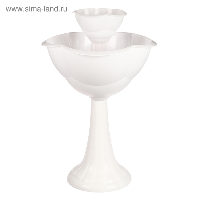 Клумба пластиковая, 2 яруса, d = 25–55 см, h = 87 см, на высокой ножке, белая Клумба пластиковая, 2 яруса, d = 25–55 см, h = 87 см, на высокой ножке, белая
