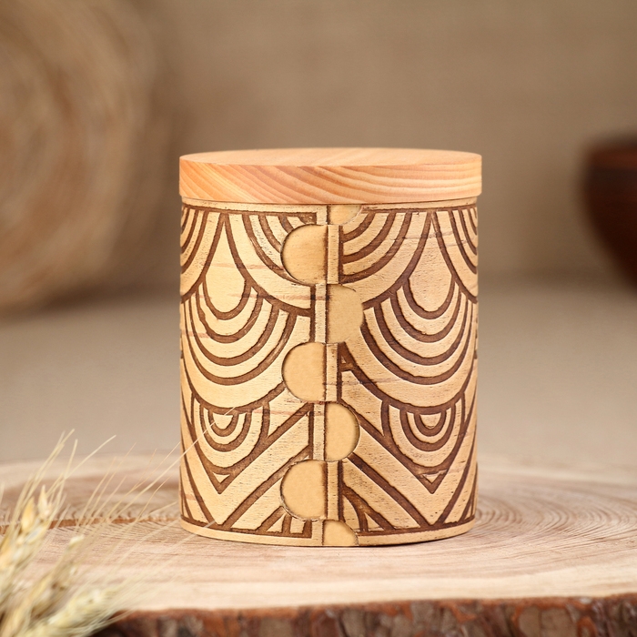 Туес для специй «Орнамент», мёд, 8х8х10 см, 300 мл, береста Туес для специй «Орнамент», мёд, 8х8х10 см, 300 мл, береста