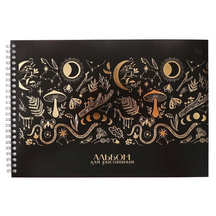 Альбом для рисования А4, 40 листов на гребне "Таро", обложка мелованный картон, матовая ламинация, тиснение фольгой, блок 100 г/м2, МИКС