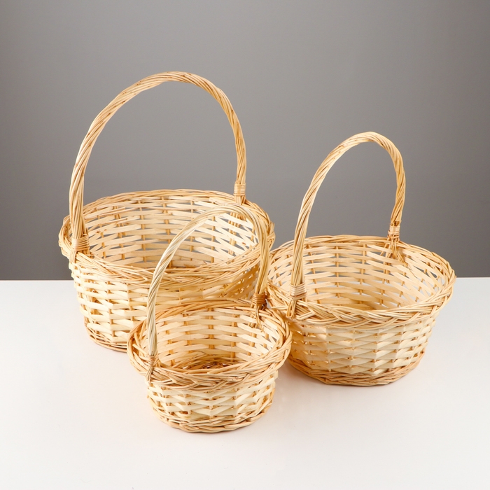 Набор корзин, 3 шт, 33&times;15&times;35 см, 28&times;13&times;27 см, 24&times;12&times;22 см, ива