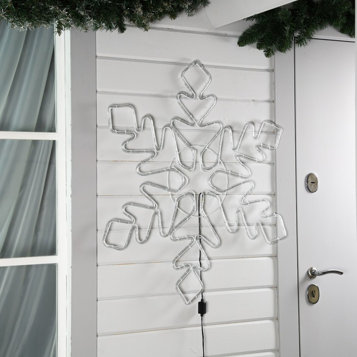 Светодиодная фигура &laquo;Снежинка&raquo;, 95 см, дюралайт, 216 LED, 220 В, мерцание, свечение синий/белый