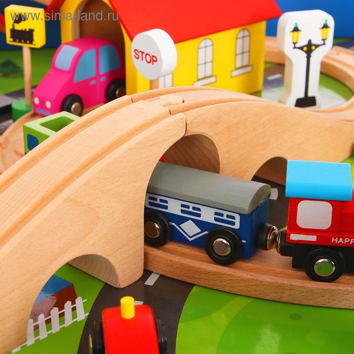 Железная дорога, 88 элементов, стол в комплекте Железная дорога, 88 элементов, стол в комплекте