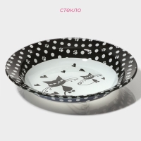 Тарелка глубокая стеклянная Доляна «Котики», 450 мл, d=18,8 см Тарелка глубокая стеклянная Доляна «Котики», 450 мл, d=18,8 см