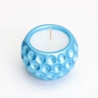 Свеча "Шар в точку" в подсвечнике из гипса, 8х6см, голубой Свеча "Шар в точку" в подсвечнике из гипса, 8х6см, голубой