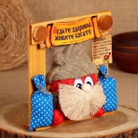 Домовой Ромчик "Будьте здоровы, живите богато", в раме, 20 х 20 см, микс Домовой Ромчик "Будьте здоровы, живите богато", в раме, 20 х 20 см, микс