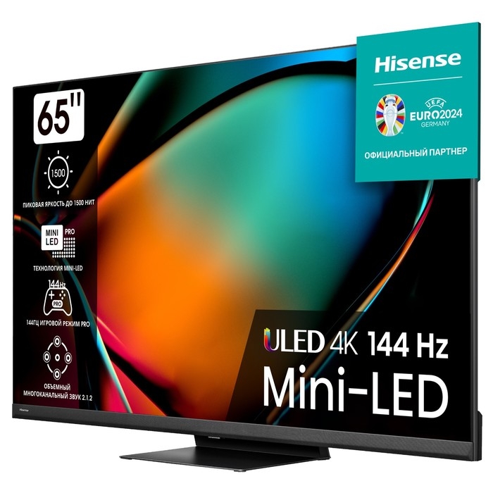 Телевизор HISENSE 65U8KQ, 65", 3840x2160,DVB-T2/C/S2,HDMI 4,USB 1,m-LED,Smart TV,черный