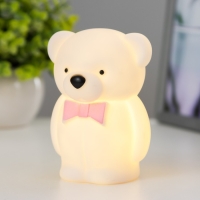 Ночник "Мишка с бантом" LED 2Вт от батареек 3хLR44 бело-розовый 5,5х7,5х11 см RISALUX Ночник "Мишка с бантом" LED 2Вт от батареек 3хLR44 бело-розовый 5,5х7,5х11 см RISALUX