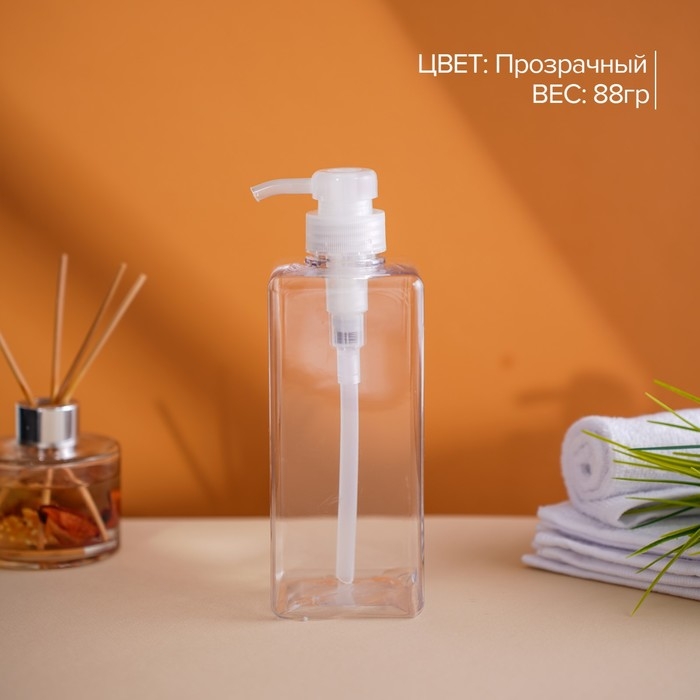 Дозатор для жидкого мыла Доляна, 700 мл, 6,5&times;20 см, цвет прозрачный