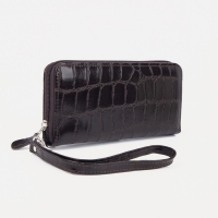 Кошелёк женский на молнии, с ручкой, цвет коричневый Кошелёк женский на молнии, с ручкой, цвет коричневый