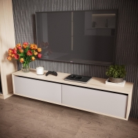 Тумба под ТВ подвесная с ящиками Лакки, 1500х320х300, Туя светлая/Кашемир