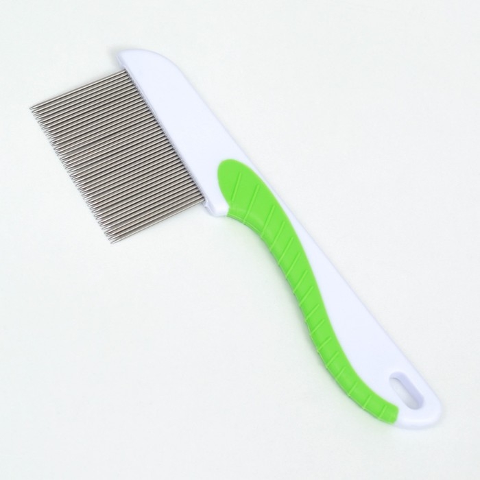 Расческа для шерсти 15,6 х 5,3 см, длинные зубья 3,4 см, бело-зелёная Расческа для шерсти 15,6 х 5,3 см, длинные зубья 3,4 см, бело-зелёная