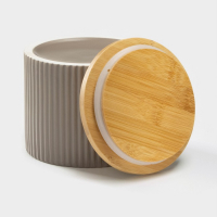 Банка для хранения сыпучих продуктов &laquo;Дымка&raquo;, 850 мл, 12&times;10 см, с бамбуковой крышкой, керамическая, цвет бежевый