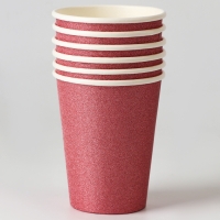 Стаканы бумажные &laquo;Блёстки&raquo;, 6 шт., цвет бордовый
