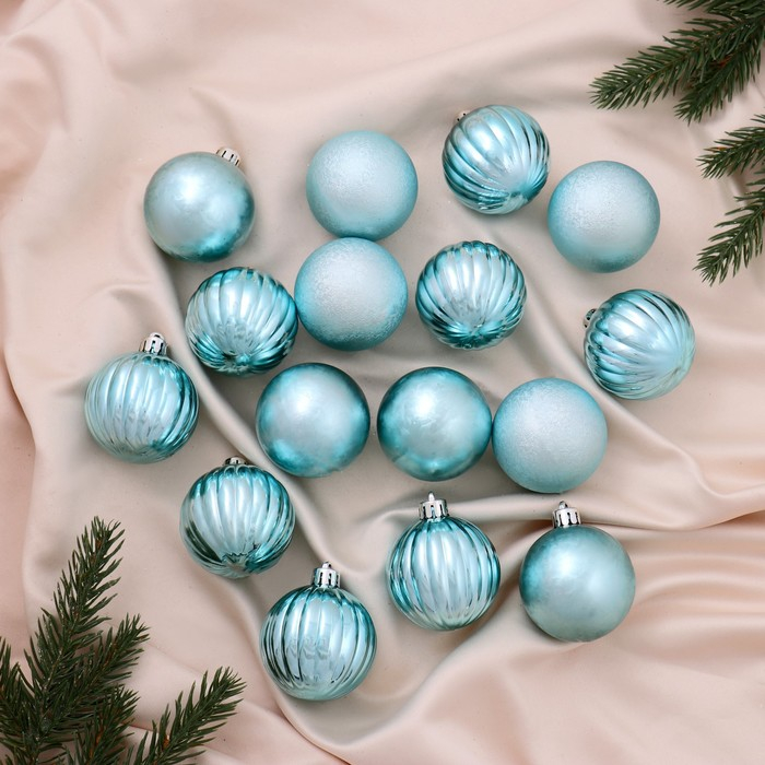 Набор шаров пластик d-5 см, 16 шт "Николь полоски"