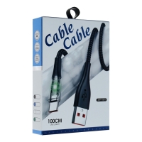 Кабель, 2 А, Lightning - USB, прозрачный, оплётка нейлон, 1 м, синий Кабель, 2 А, Lightning - USB, прозрачный, оплётка нейлон, 1 м, синий