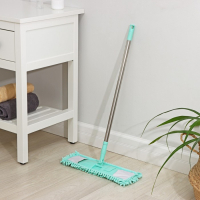 Швабра для мытья пола плоская Доляна, насадка из микрофибры букля 42&times;12 см, телескопическая стальная ручка 80(130) см