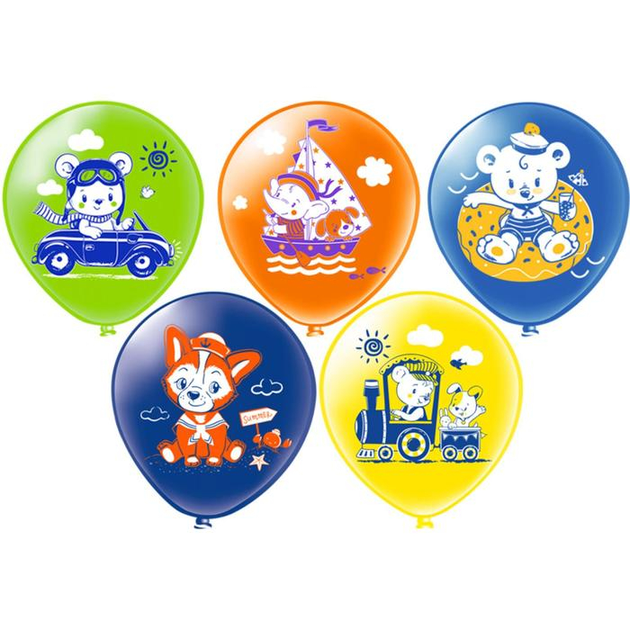 Шар латексный 12 Шар латексный 12" «Шарики для мальчика!», шелкография, 1-сторонний, 5 дизайнов, набор 100 шт., МИКС
