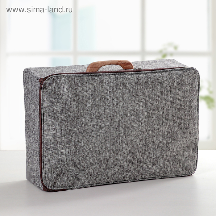 Короб для хранения на молнии &laquo;Рон&raquo;, 42&times;29&times;14 см, цвет серый
