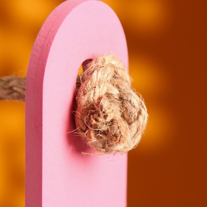 Кашпо деревянное 25.5&times;15&times;30 см "Аром", ручка канат, Розовый Коралл