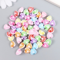 Бусины для творчества пластик "Сердце тройное" разноцветные набор 20 гр 0,7х1,1х1,1 см