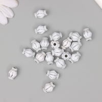 Бусины для творчества пластик "Ромб" бело-серебристые набор 20 гр 1,3х0,8х0,8 см Бусины для творчества пластик "Ромб" бело-серебристые набор 20 гр 1,3х0,8х0,8 см