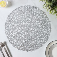 Набор салфеток сервировочных на стол Доляна &laquo;Паутинка&raquo;, d=38 см, 4 шт, цвет серебряный