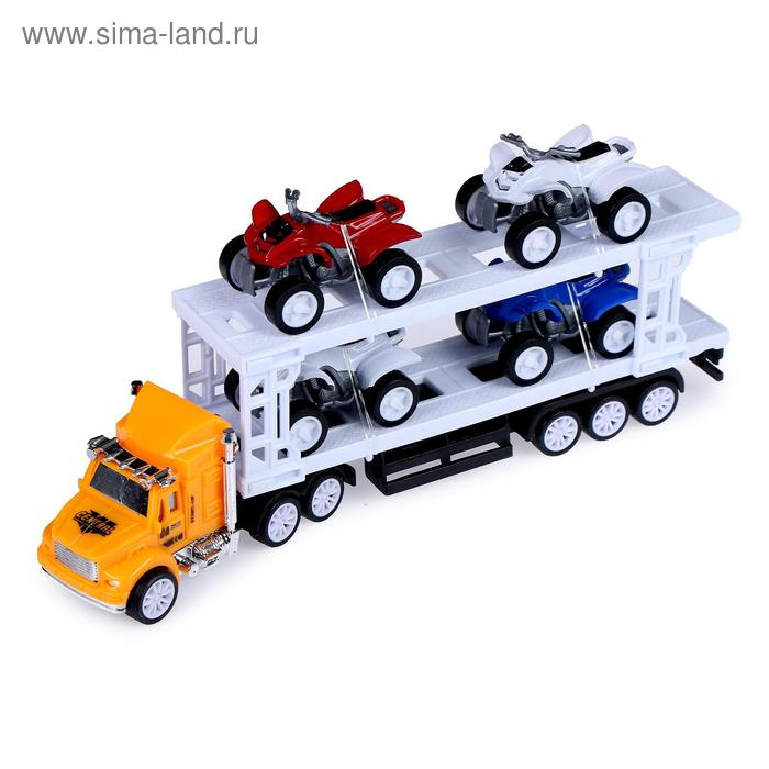 Грузовик инерционный «Автовоз», с 4 квадроциклами, МИКС Грузовик инерционный «Автовоз», с 4 квадроциклами, МИКС
